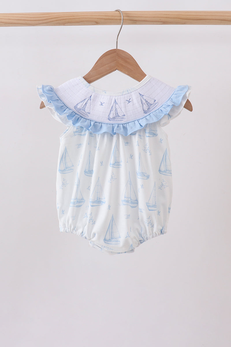 Sailboat Smocked Ruffle Bubble