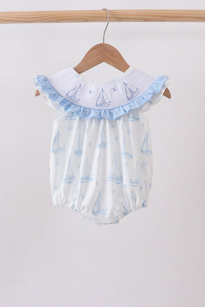 Sailboat Smocked Ruffle Bubble