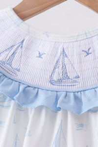 Sailboat Smocked Ruffle Bubble