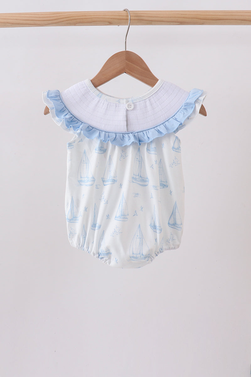 Sailboat Smocked Ruffle Bubble