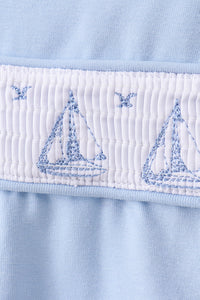 Sailboat Smocked Scalloped Bloomer Set