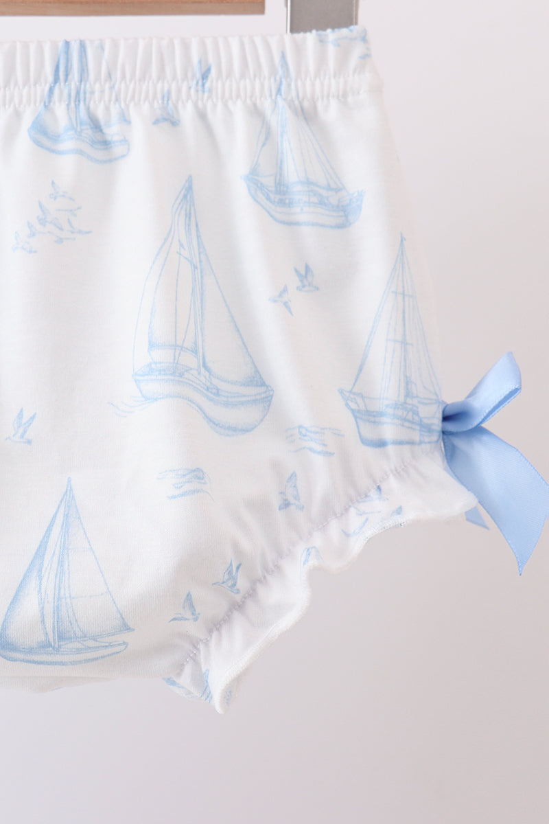 Sailboat Smocked Scalloped Bloomer Set