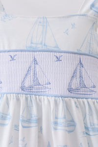 Sailboat Smocked Ruffle Dress