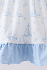 Sailboat Smocked Ruffle Dress