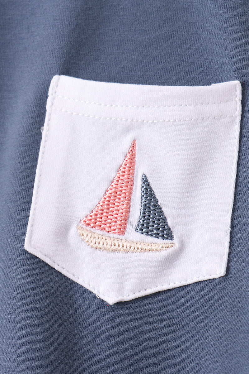 Sailboat Print Shorts Set