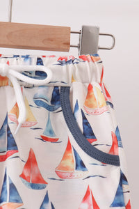 Sailboat Print Shorts Set