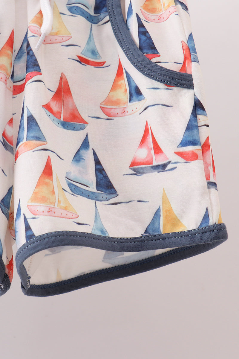 Sailboat Print Shorts Set