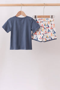 Sailboat Print Shorts Set