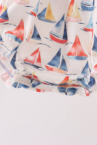 Sailboat Embroidered Ruffle Bubble