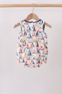 Sailboat Embroidered Ruffle Bubble