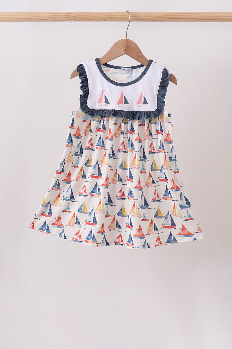Sailboat Embroidered Dress