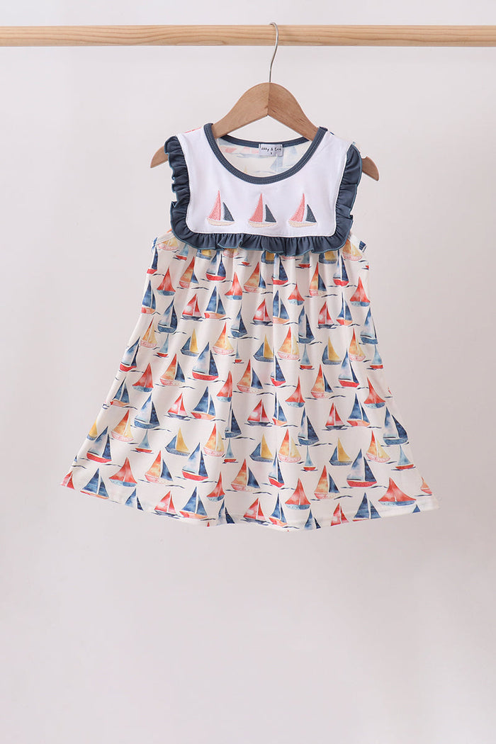 Sailboat Embroidered Dress