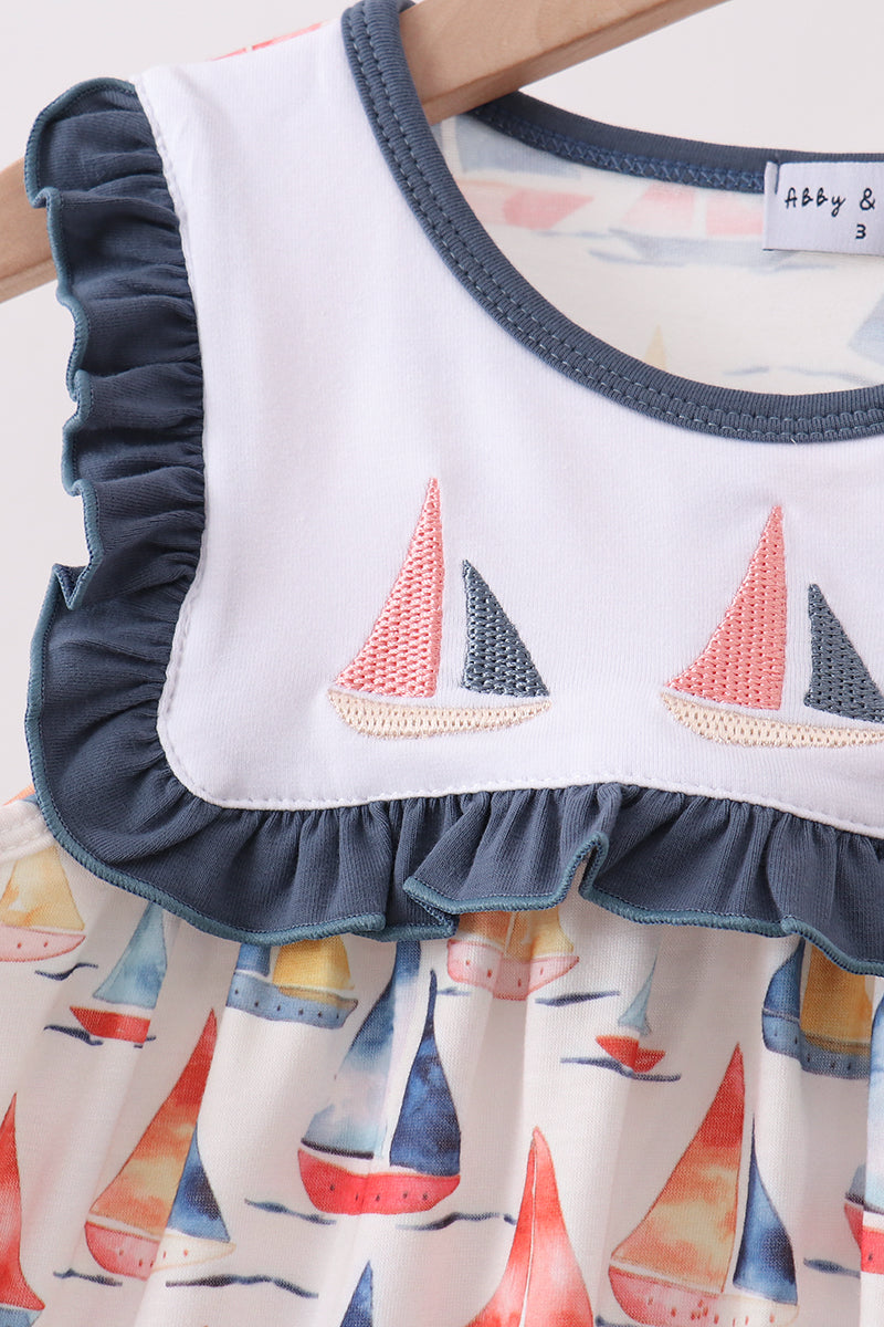 Sailboat Embroidered Dress