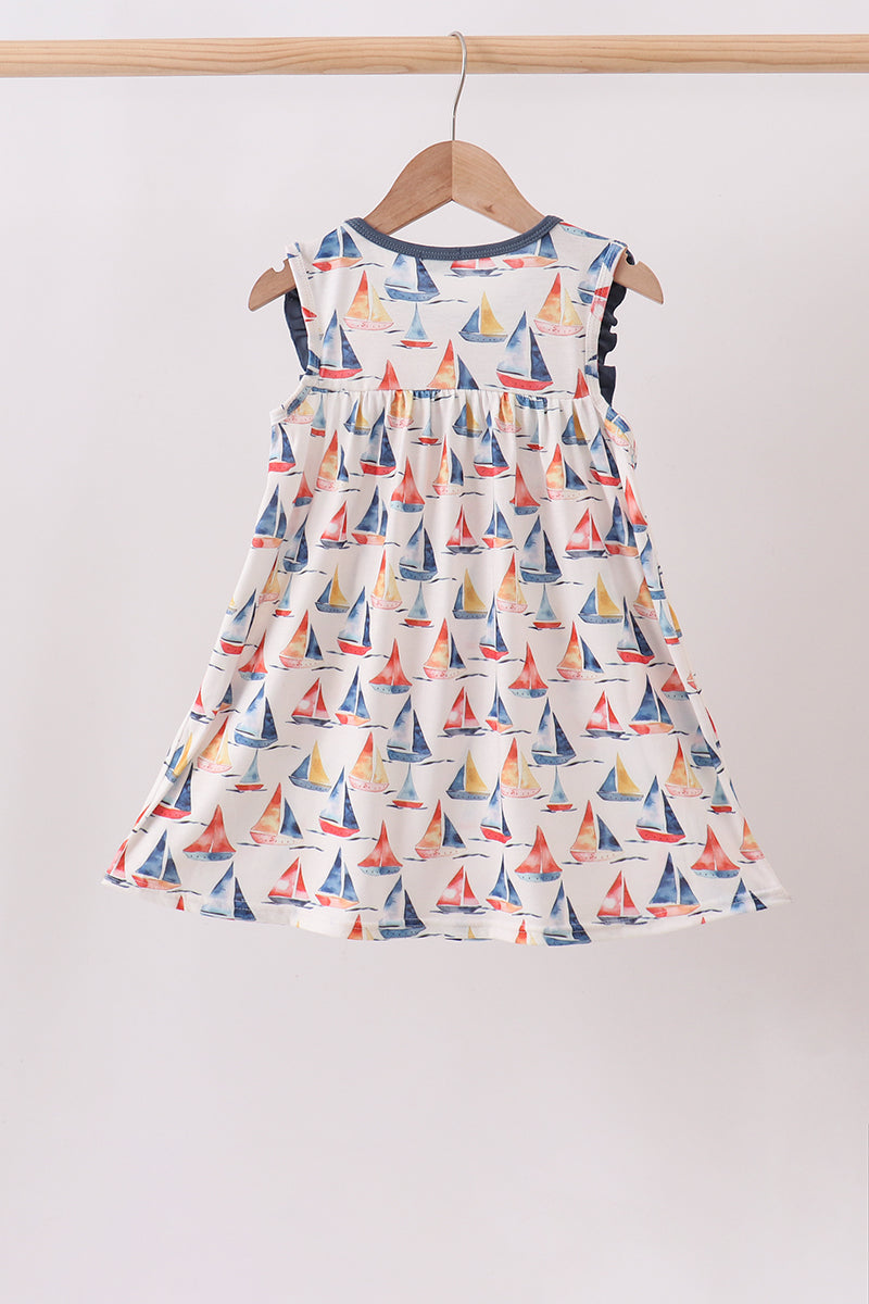 Sailboat Embroidered Dress