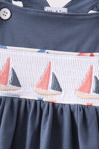 Sailboat Smocked Ruffle Shorts Set