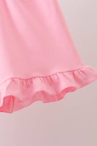 Pink Bow Print Ruffle Shorts Set