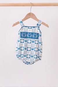Crab Embroidered Checkered Bubble