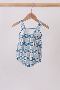 Crab Embroidered Checkered Bubble