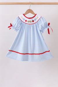 School Bus Smocked Gingham Dress