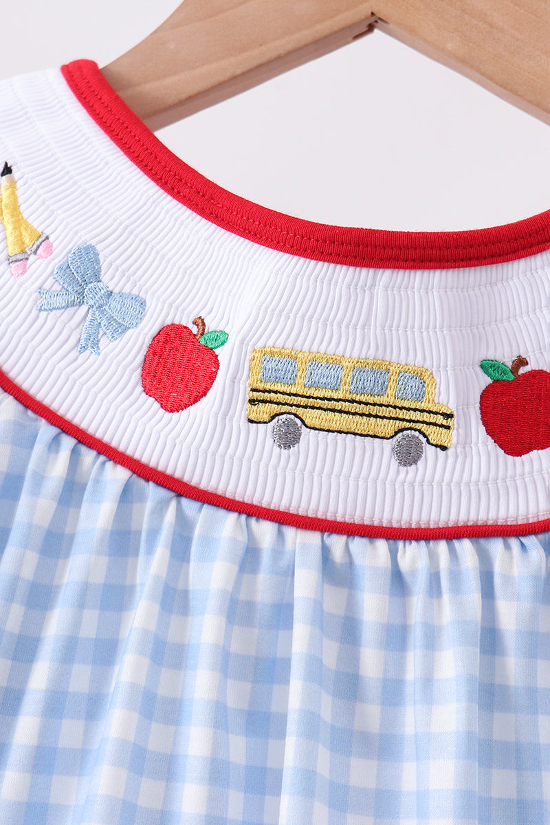 School Bus Smocked Gingham Dress