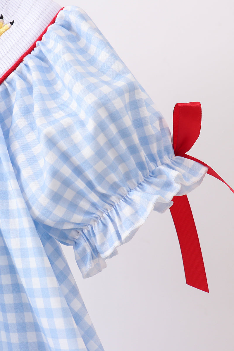 School Bus Smocked Gingham Dress