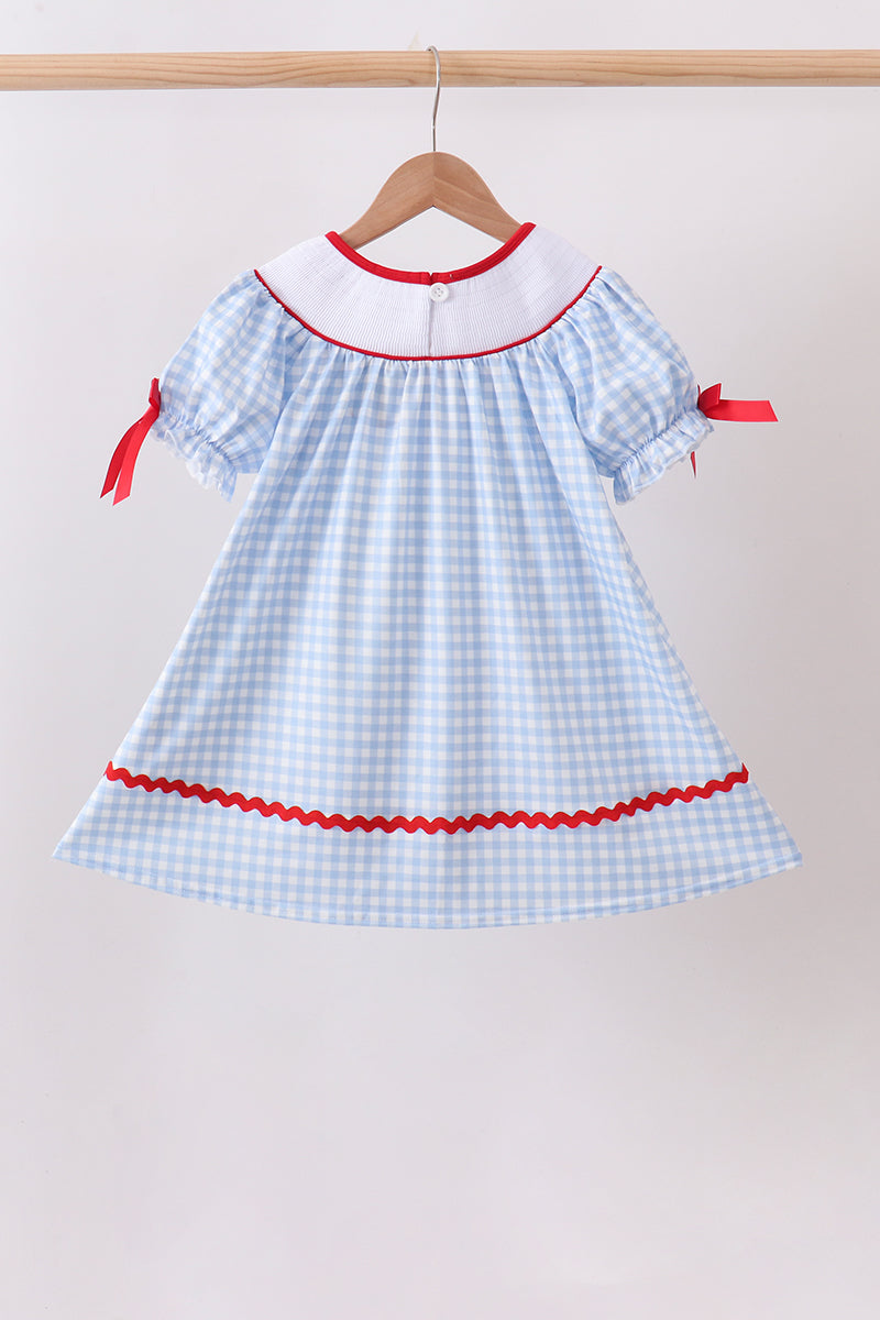 School Bus Smocked Gingham Dress