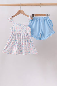 Floral Smocked Ruffle Shorts Set