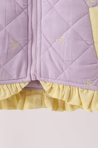 Purple corduroy bow embroidery ruffle vest