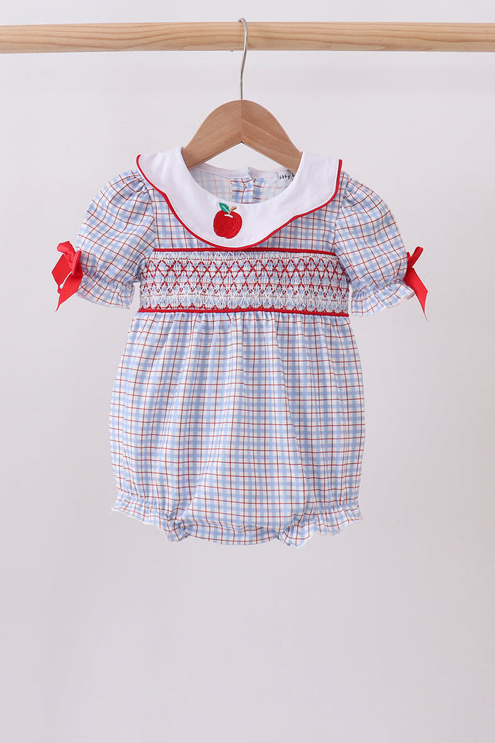 Apple Smocked Plaid Bubble