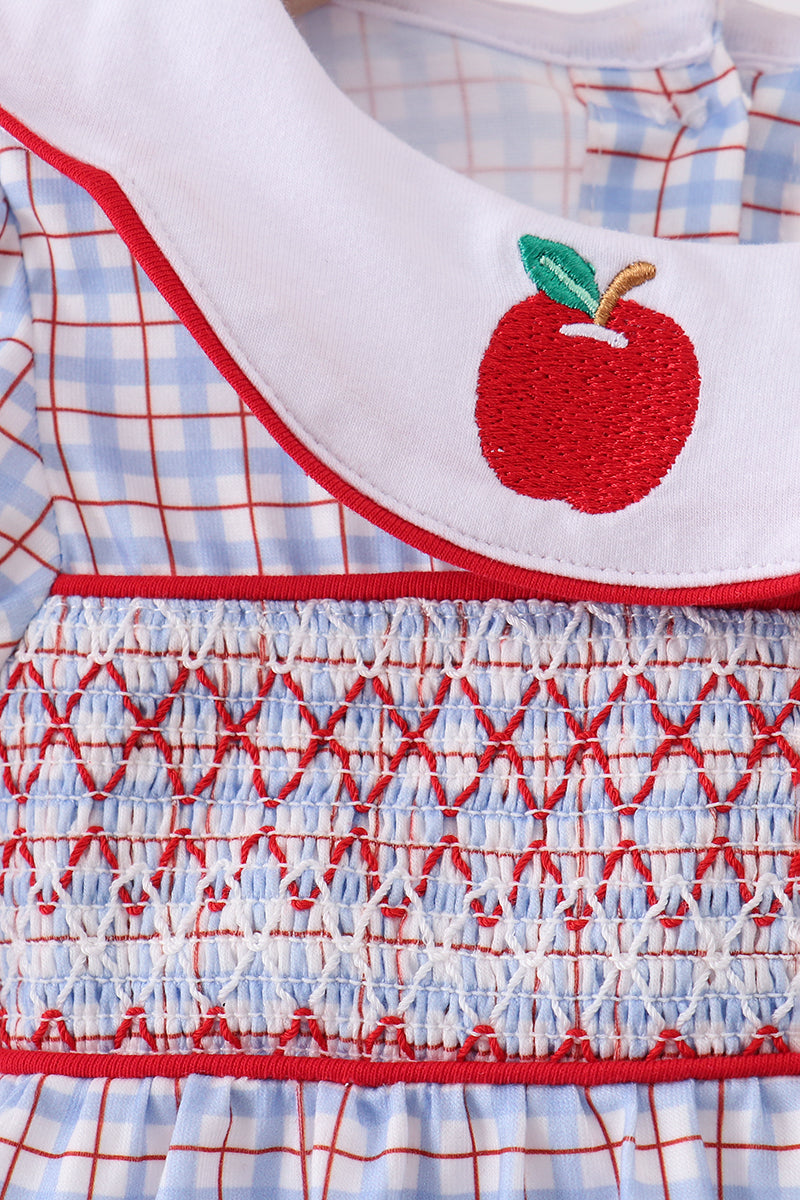 Apple Smocked Plaid Bubble