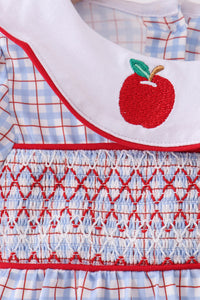 Apple Smocked Plaid Bubble