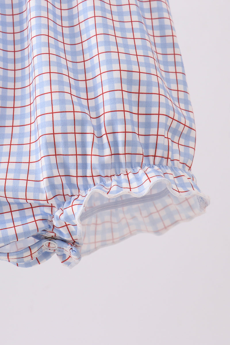 Apple Smocked Plaid Bubble