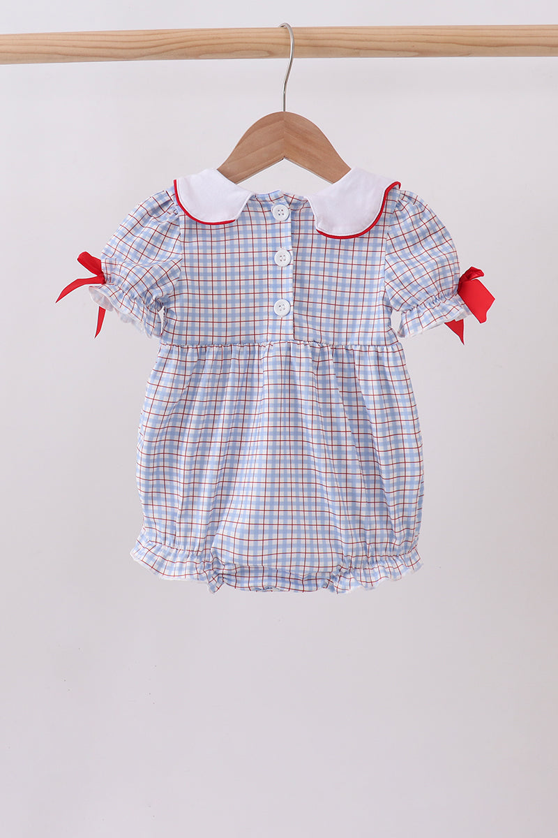 Apple Smocked Plaid Bubble