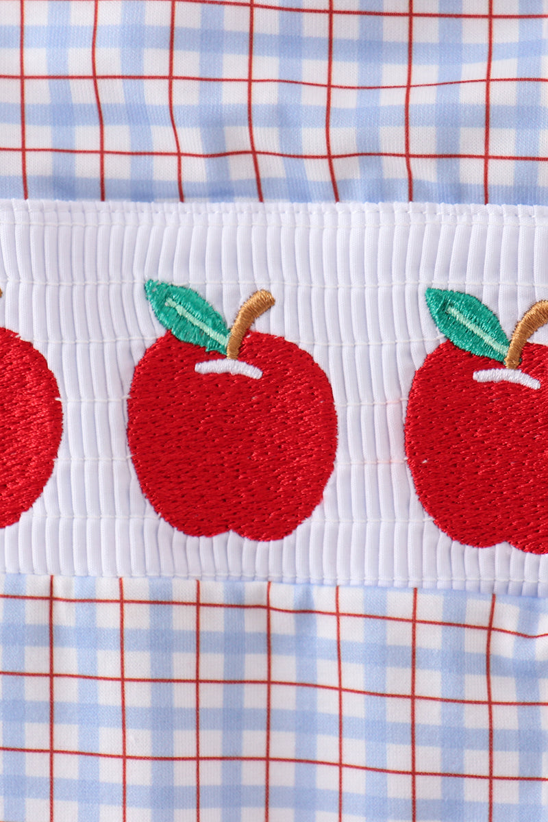Apple Embroidered Plaid Jon Jon