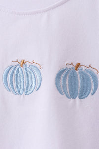 Pumpkin Embroidered Gingham Shorts Set