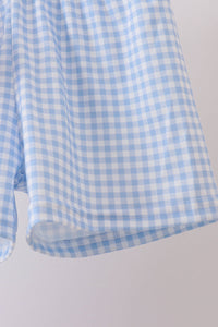 Pumpkin Embroidered Gingham Shorts Set
