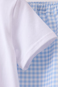 Pumpkin Embroidered Gingham Shorts Set