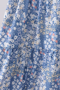 Blue Floral Print Mom Dress