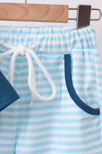 Apple Embroidered Stripe Pants Set