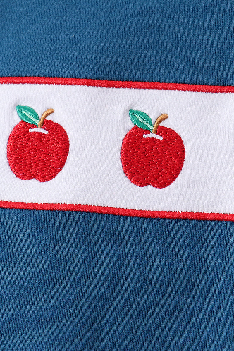 Apple Embroidered Stripe Pants Set