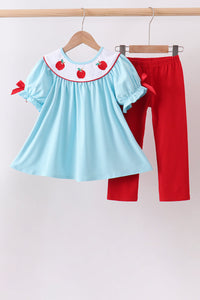 Apple Embroidered Pants Set