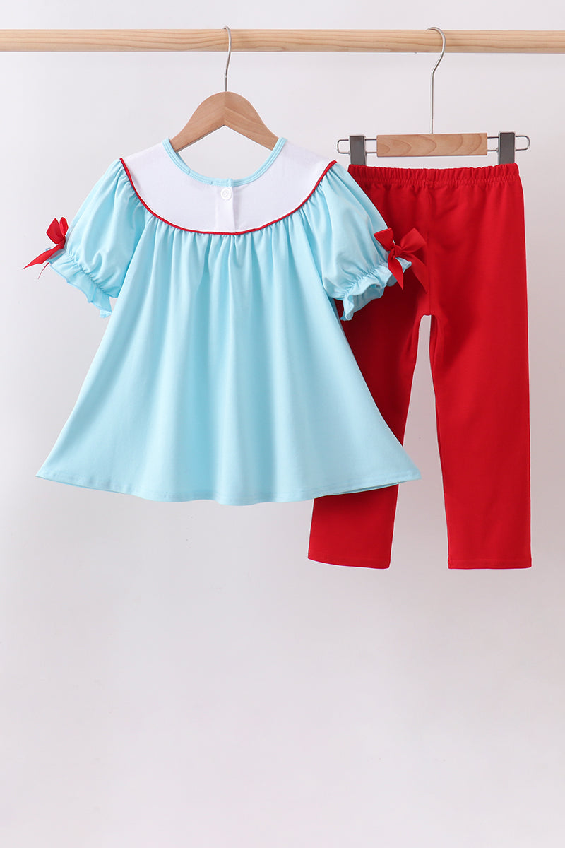 Apple Embroidered Pants Set
