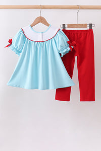 Apple Embroidered Pants Set