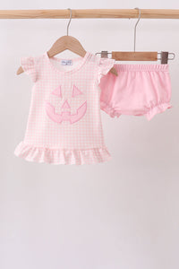 Jack-O-Lantern  Applique Ruffle Bloomer Set