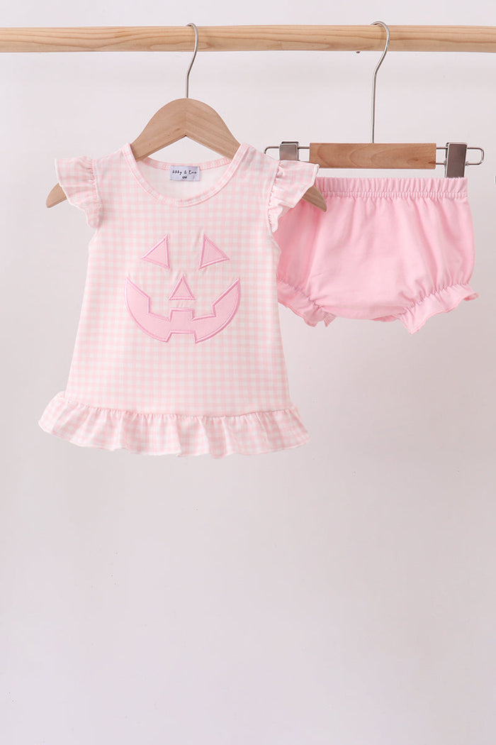 Jack-O-Lantern  Applique Ruffle Bloomer Set