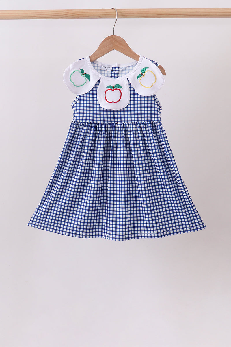 Apple Embroidered Gingham Dress