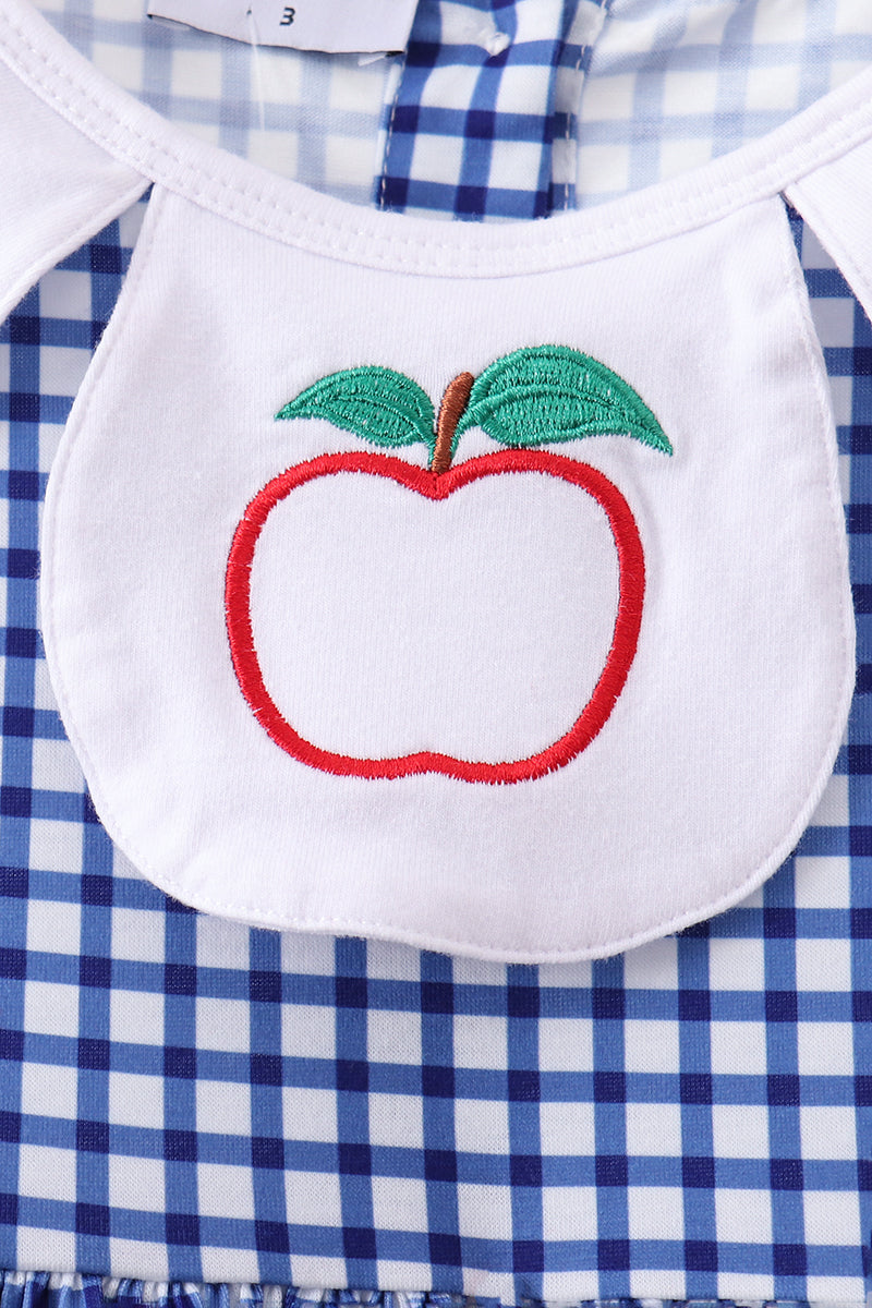 Apple Embroidered Gingham Dress