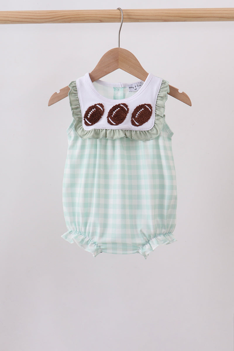 Football french knot gingham ruffle bubble