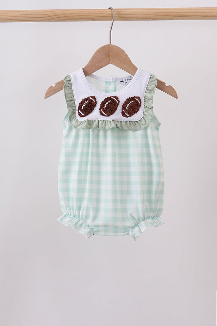 Football french knot gingham ruffle bubble