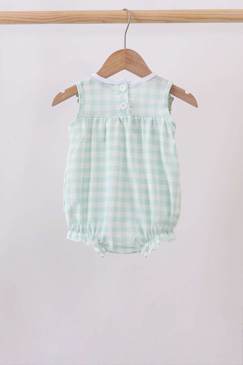 Football french knot gingham ruffle bubble